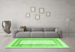 Machine Washable Abstract Green Contemporary Area Rugs in a Living Room,, wshcon670grn
