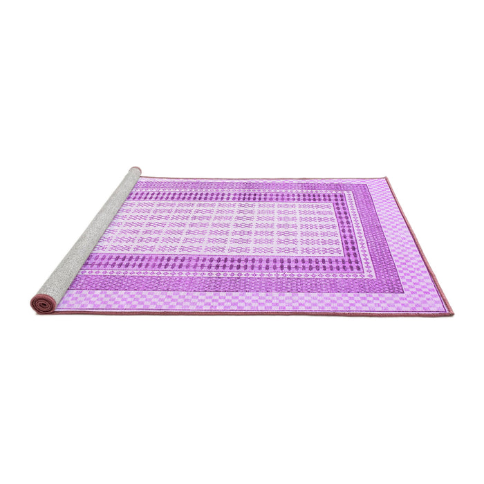 Sideview of Machine Washable Abstract Purple Contemporary Area Rugs, wshcon670pur