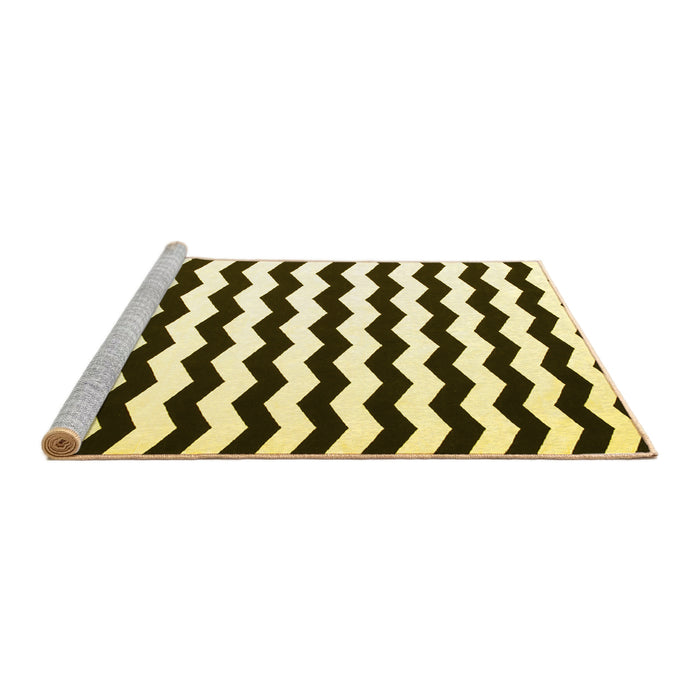 Sideview of Machine Washable Abstract Yellow Contemporary Rug, wshcon671yw