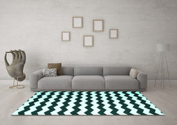 Machine Washable Abstract Turquoise Contemporary Area Rugs in a Living Room,, wshcon671turq