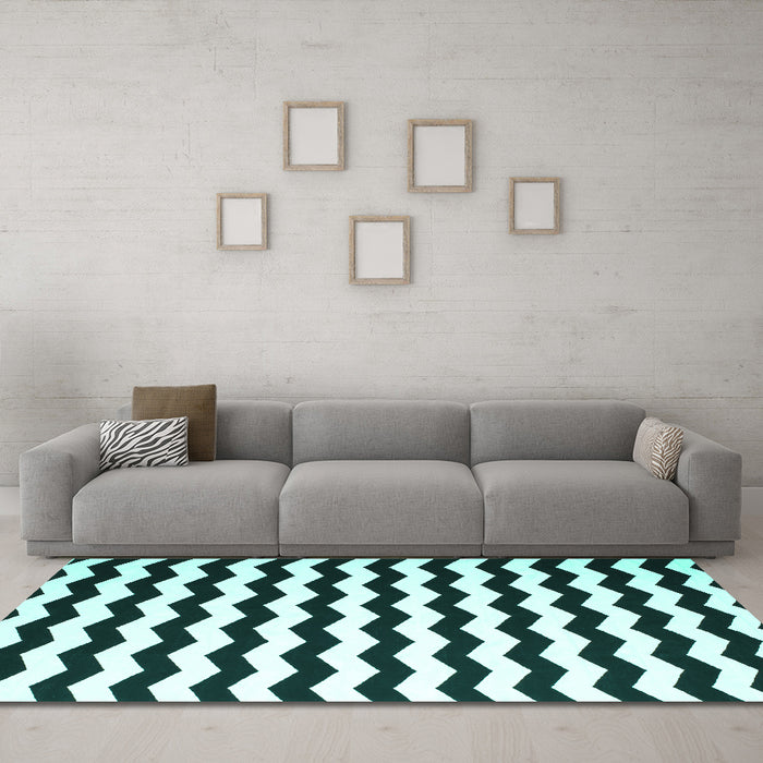 Machine Washable Abstract Turquoise Contemporary Area Rugs in a Living Room,, wshcon671turq