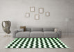 Machine Washable Abstract Emerald Green Contemporary Area Rugs in a Living Room,, wshcon671emgrn