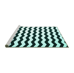 Sideview of Machine Washable Abstract Turquoise Contemporary Area Rugs, wshcon671turq