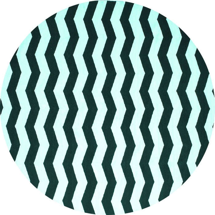 Round Machine Washable Abstract Turquoise Contemporary Area Rugs, wshcon671turq