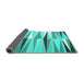 Sideview of Abstract Turquoise Contemporary Rug, con672turq