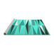 Sideview of Machine Washable Abstract Turquoise Contemporary Area Rugs, wshcon672turq