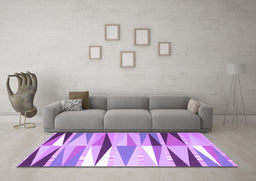Machine Washable Abstract Purple Contemporary Area Rugs in a Living Room, wshcon672pur