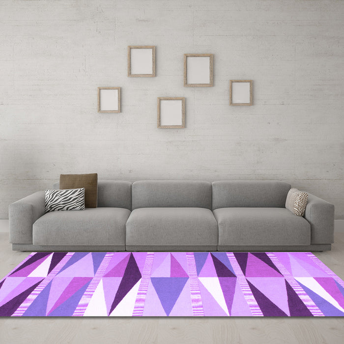 Machine Washable Abstract Purple Contemporary Area Rugs in a Living Room, wshcon672pur