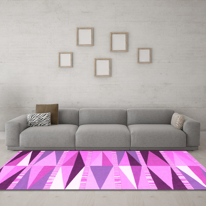 Machine Washable Abstract Pink Contemporary Rug in a Living Room, wshcon672pnk
