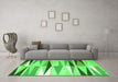 Machine Washable Abstract Green Contemporary Area Rugs in a Living Room,, wshcon672grn