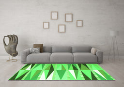 Machine Washable Abstract Green Contemporary Area Rugs in a Living Room,, wshcon672grn