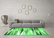 Machine Washable Abstract Emerald Green Contemporary Area Rugs in a Living Room,, wshcon672emgrn