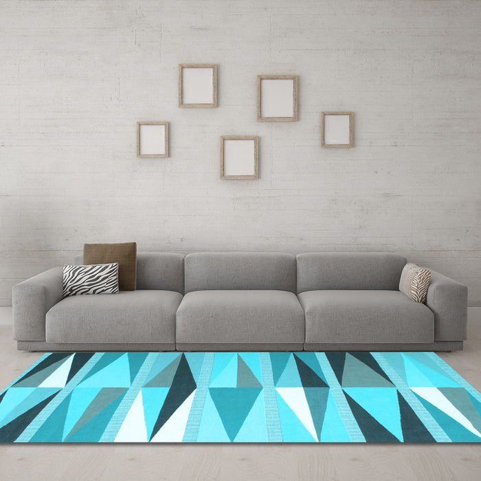 Machine Washable Abstract Light Blue Contemporary Rug in a Living Room, wshcon672lblu