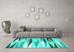 Machine Washable Abstract Turquoise Contemporary Area Rugs in a Living Room,, wshcon672turq