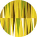 Round Abstract Yellow Contemporary Rug, con672yw