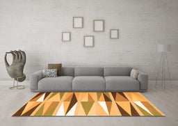 Machine Washable Abstract Orange Contemporary Area Rugs in a Living Room, wshcon672org