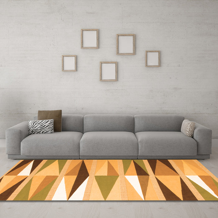 Machine Washable Abstract Orange Contemporary Area Rugs in a Living Room, wshcon672org