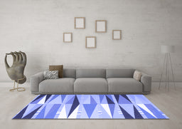 Machine Washable Abstract Blue Contemporary Rug in a Living Room, wshcon672blu