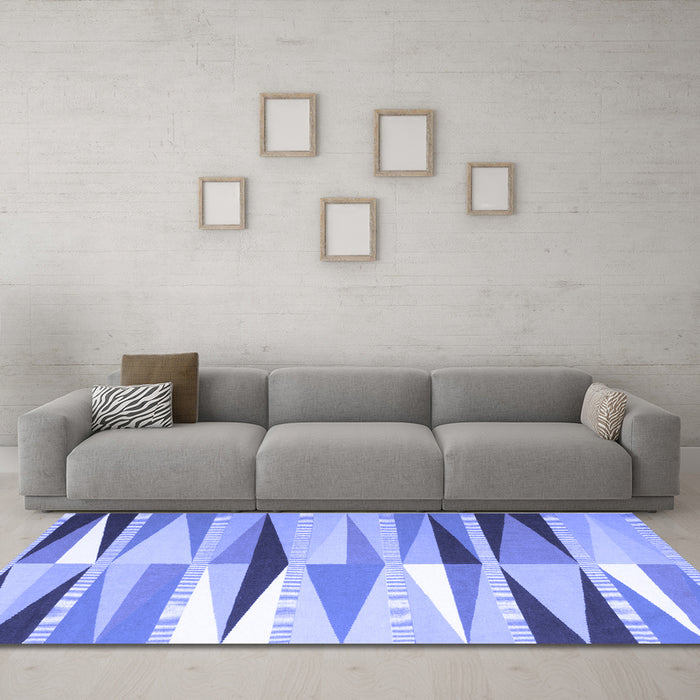 Machine Washable Abstract Blue Contemporary Rug in a Living Room, wshcon672blu