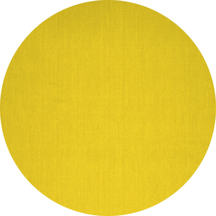 Round Machine Washable Abstract Yellow Contemporary Rug, wshcon673yw