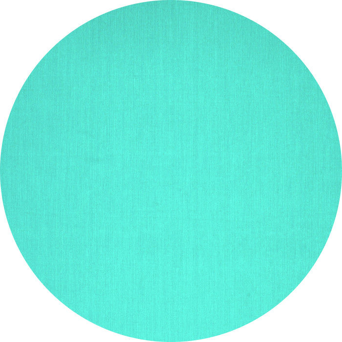 Round Abstract Turquoise Contemporary Rug, con673turq