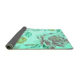 Sideview of Botanical Turquoise Coastal Rug, con674turq