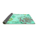 Sideview of Botanical Turquoise Coastal Rug, con674turq