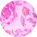 Round Botanical Pink Coastal Rug, con674pnk