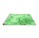 Sideview of Machine Washable Botanical Emerald Green Coastal Area Rugs, wshcon674emgrn