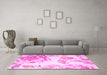 Machine Washable Botanical Pink Coastal Rug in a Living Room, wshcon674pnk