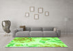 Machine Washable Botanical Green Coastal Area Rugs in a Living Room,, wshcon674grn