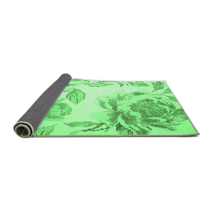 Sideview of Botanical Emerald Green Coastal Rug, con674emgrn