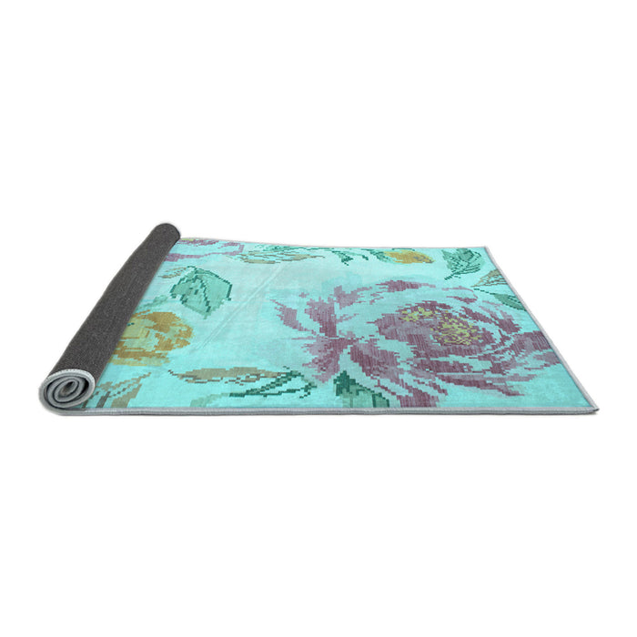 Sideview of Botanical Light Blue Coastal Rug, con674lblu