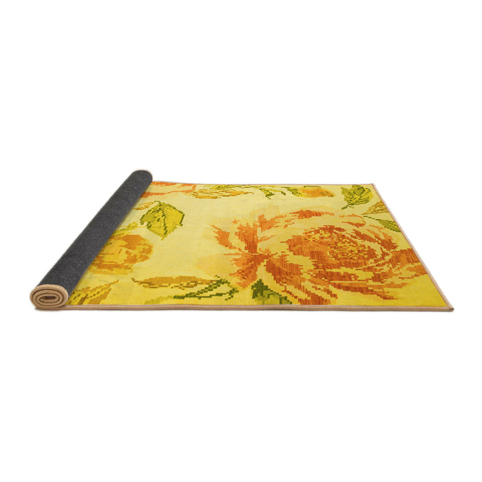 Sideview of Botanical Yellow Coastal Rug, con674yw