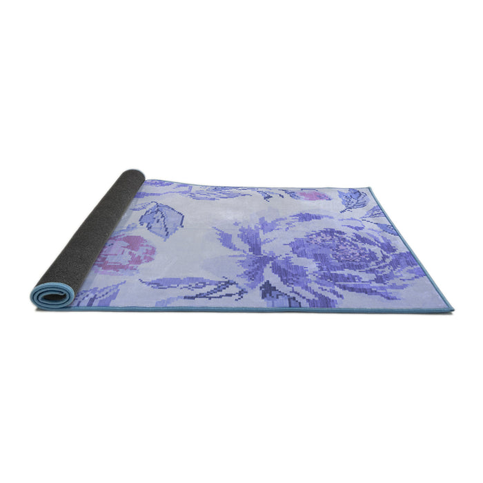 Sideview of Botanical Blue Coastal Rug, con674blu