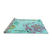 Sideview of Machine Washable Botanical Light Blue Coastal Rug, wshcon674lblu