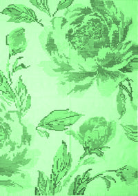 Botanical Emerald Green Coastal Rug, con674emgrn