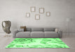 Machine Washable Botanical Emerald Green Coastal Area Rugs in a Living Room,, wshcon674emgrn