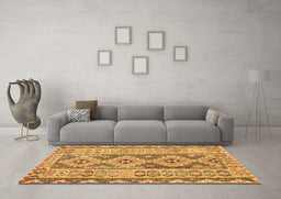 Machine Washable Southwestern Brown Country Rug in a Living Room,, wshcon675brn