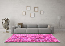 Machine Washable Southwestern Pink Country Rug in a Living Room, wshcon675pnk