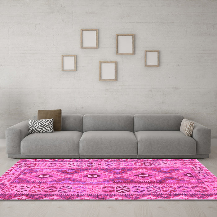 Machine Washable Southwestern Pink Country Rug in a Living Room, wshcon675pnk