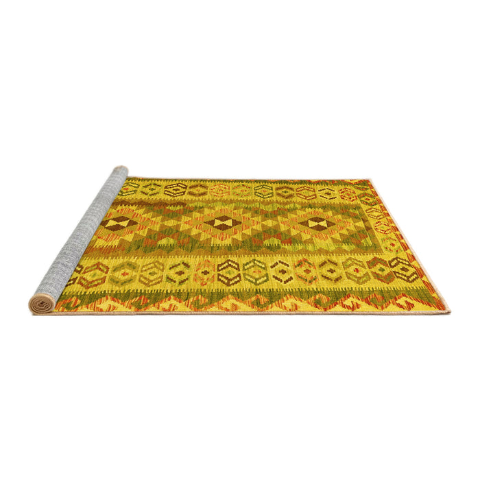 Sideview of Machine Washable Southwestern Yellow Country Rug, wshcon675yw