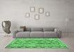 Machine Washable Southwestern Emerald Green Country Area Rugs in a Living Room,, wshcon675emgrn