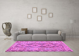 Machine Washable Southwestern Purple Country Area Rugs in a Living Room, wshcon675pur