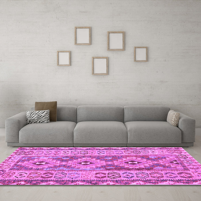 Machine Washable Southwestern Purple Country Area Rugs in a Living Room, wshcon675pur