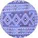 Round Machine Washable Southwestern Blue Country Rug, wshcon675blu