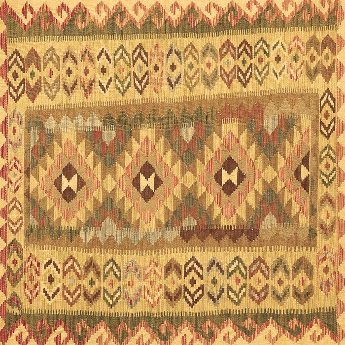 Square Machine Washable Southwestern Brown Country Rug, wshcon675brn
