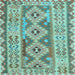 Square Southwestern Light Blue Country Rug, con675lblu