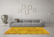 Machine Washable Southwestern Yellow Country Rug in a Living Room, wshcon675yw