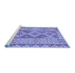 Sideview of Machine Washable Southwestern Blue Country Rug, wshcon675blu